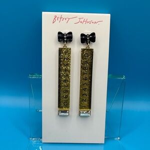 Betsey Johnson Glitter Ruler earrings NWT